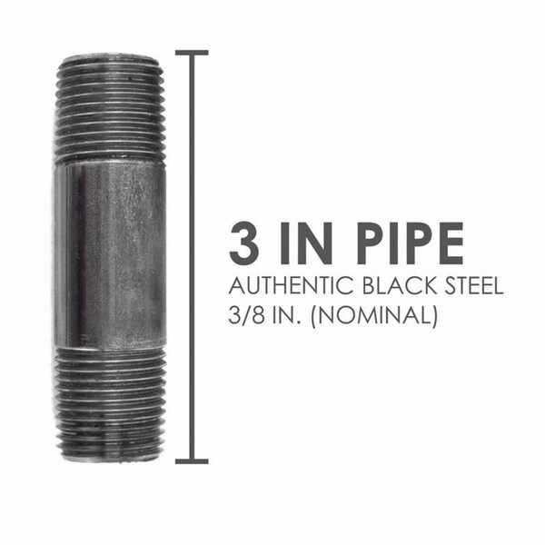 STZ Industries 3/8 In. MIP Each X 3/8 In. D MIP Black Steel 3 In. L Nipple